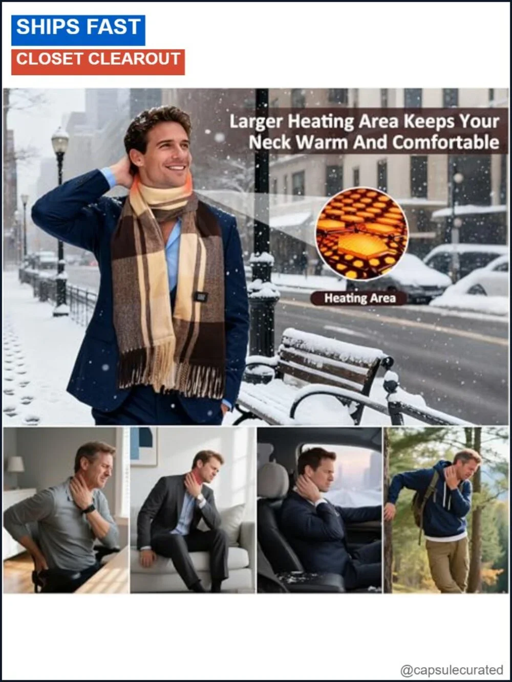 Heated Scarf for Men Women with Portable 5000mAh Battery 3 Temperature